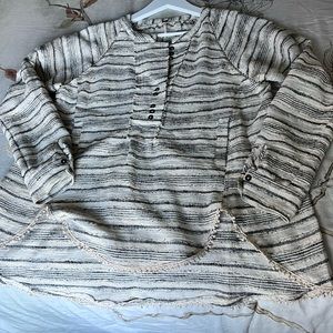 Striped poncho with front pocket